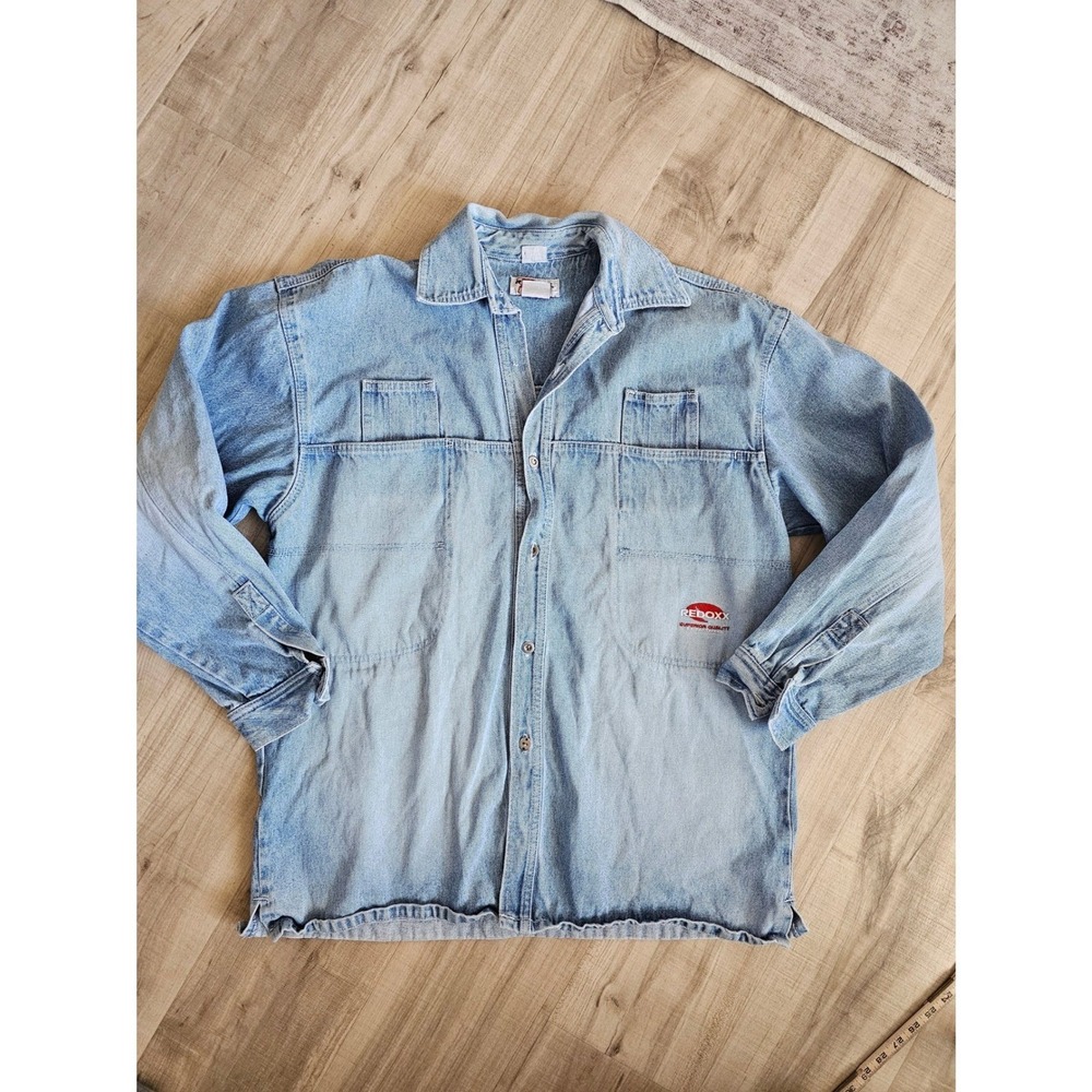 Vintage Redoxx Performance Denim Shirt Mens XL Light Wash Workwear Button Down
